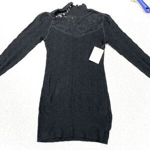 Free People Sweater Womens S/P Black Boho Moto Goth MSRP: $98.00